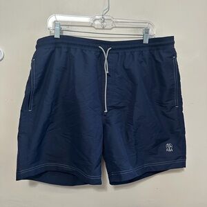 Brunello Cucinelli Men's Elastic Waist poly Swim Shorts Size XX-Large Blue